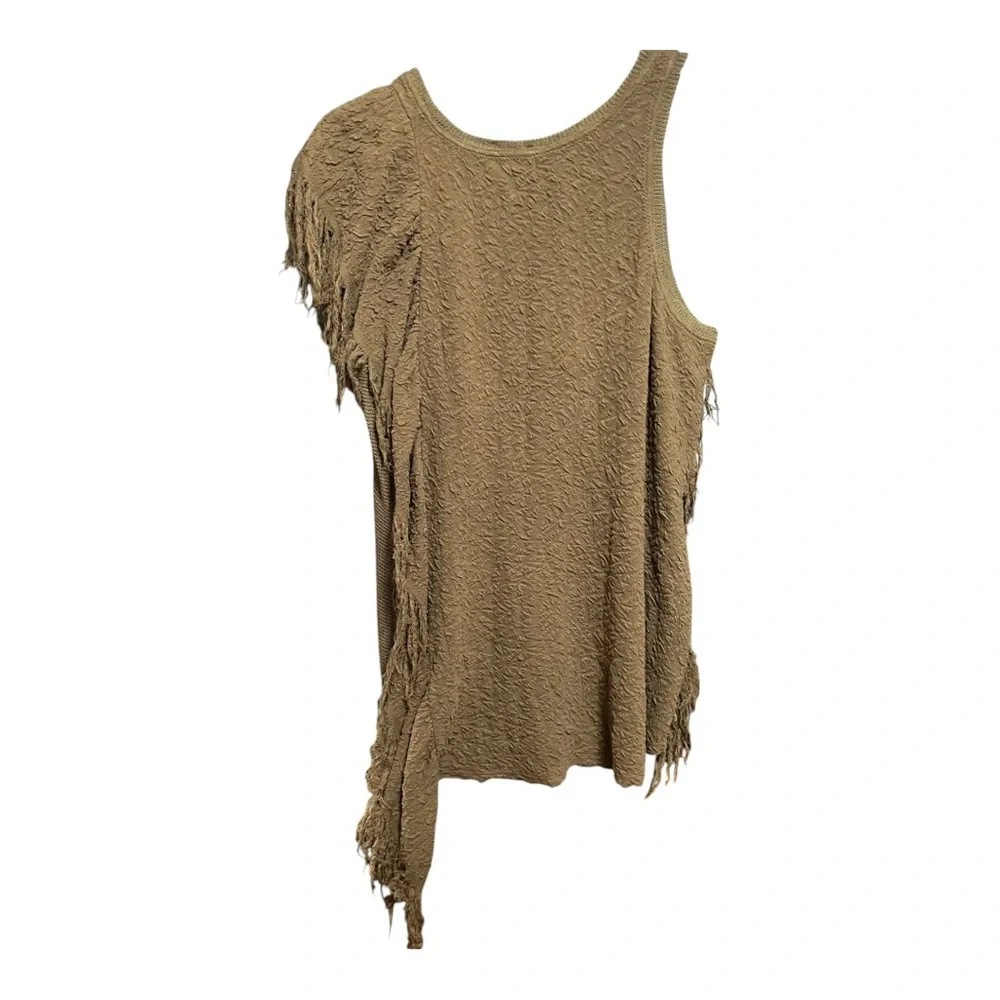 Free People Asymmetrical Bohemian Raw Fringe Knit Top  SP